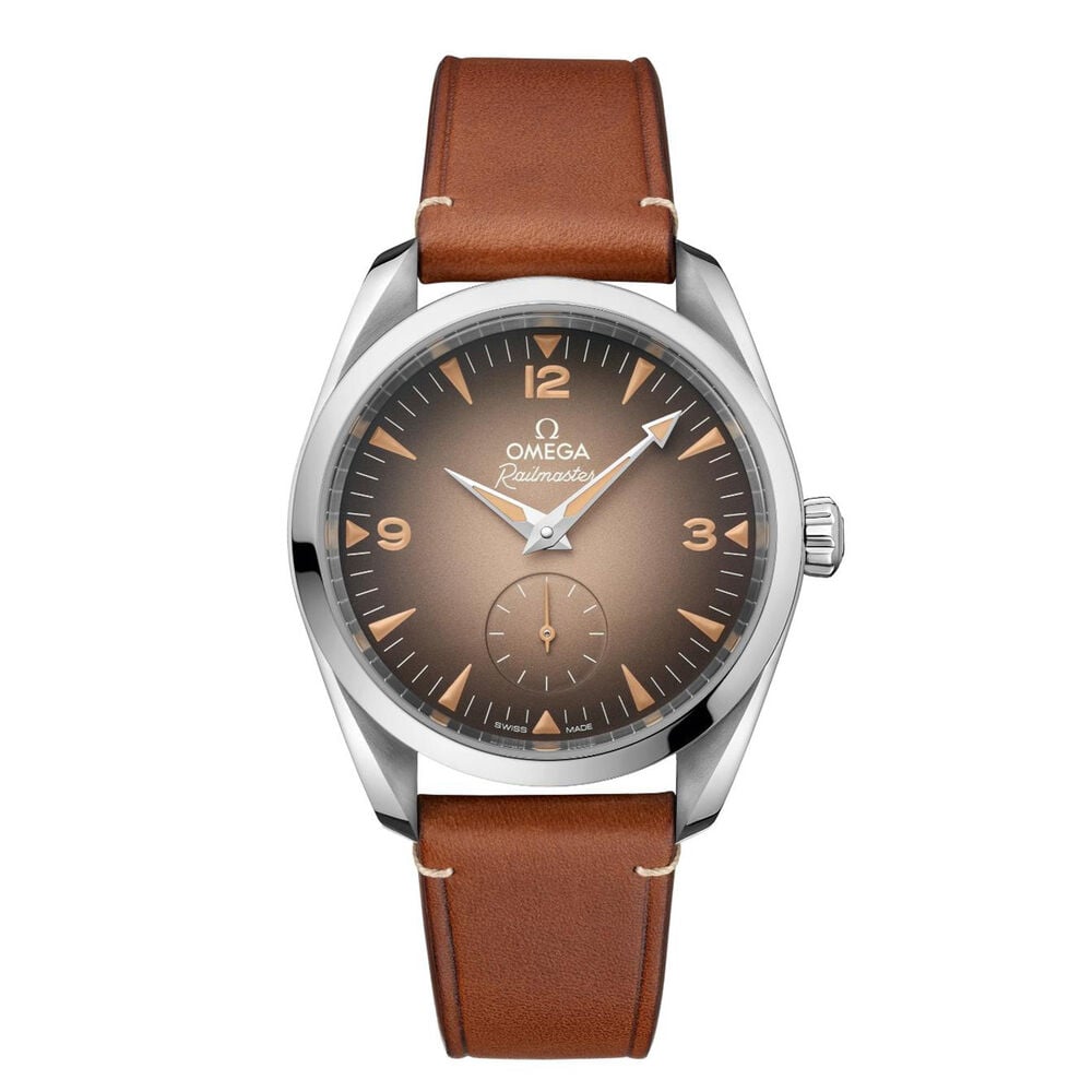 OMEGA Seamaster Railmaster 38mm Brown Dial Brown Leather Strap Watch image number 0
