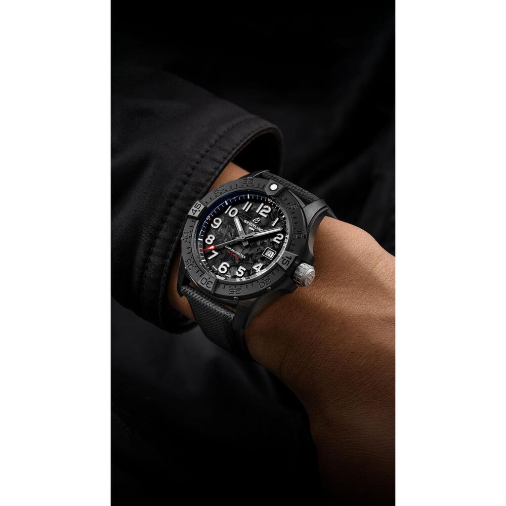 Breitling Avenger Automatic GMT Night Mission 42mm Black Dial Leather Strap Watch image number 2
