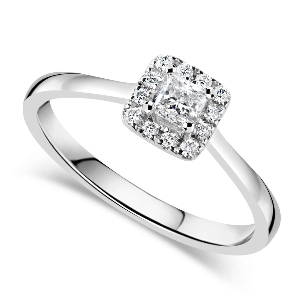 9ct White Gold 0.25ct Diamond Princess Cut Halo Ring image number 0