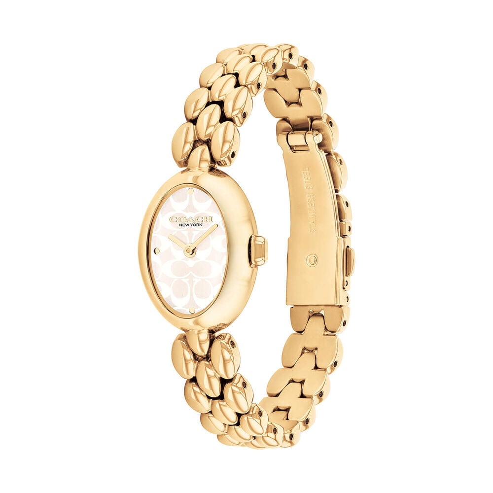 Coach Sammy 22mm Beige Dial Gold Tone Steel Bracelet Watch