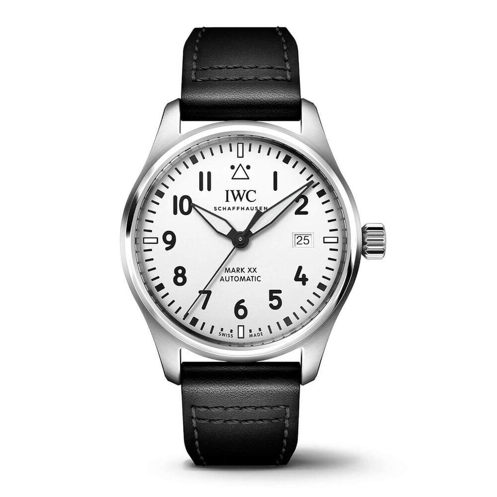 IWC Schaffhausen Pilot's Mark XX 40mm White Dial Black Leather Strap Watch
