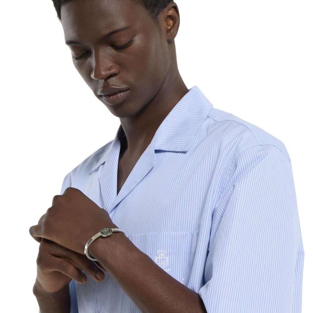 Gucci Interlocking Double G Sterling Silver Bangle Bracelet (Size S, 16 cm)