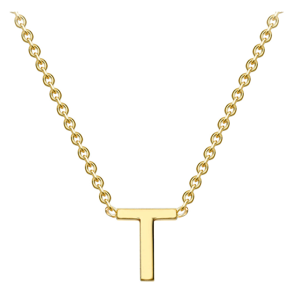 9 Carat Yellow Gold Petite Initial T Necklet (Special Order) image number 1