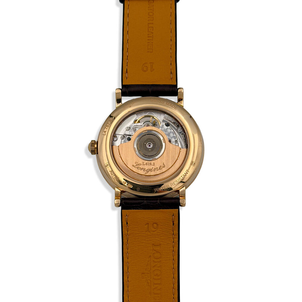 Pre-Owned Longines Elegance 37mm White Dial Black Leather Strap Watch image number 3