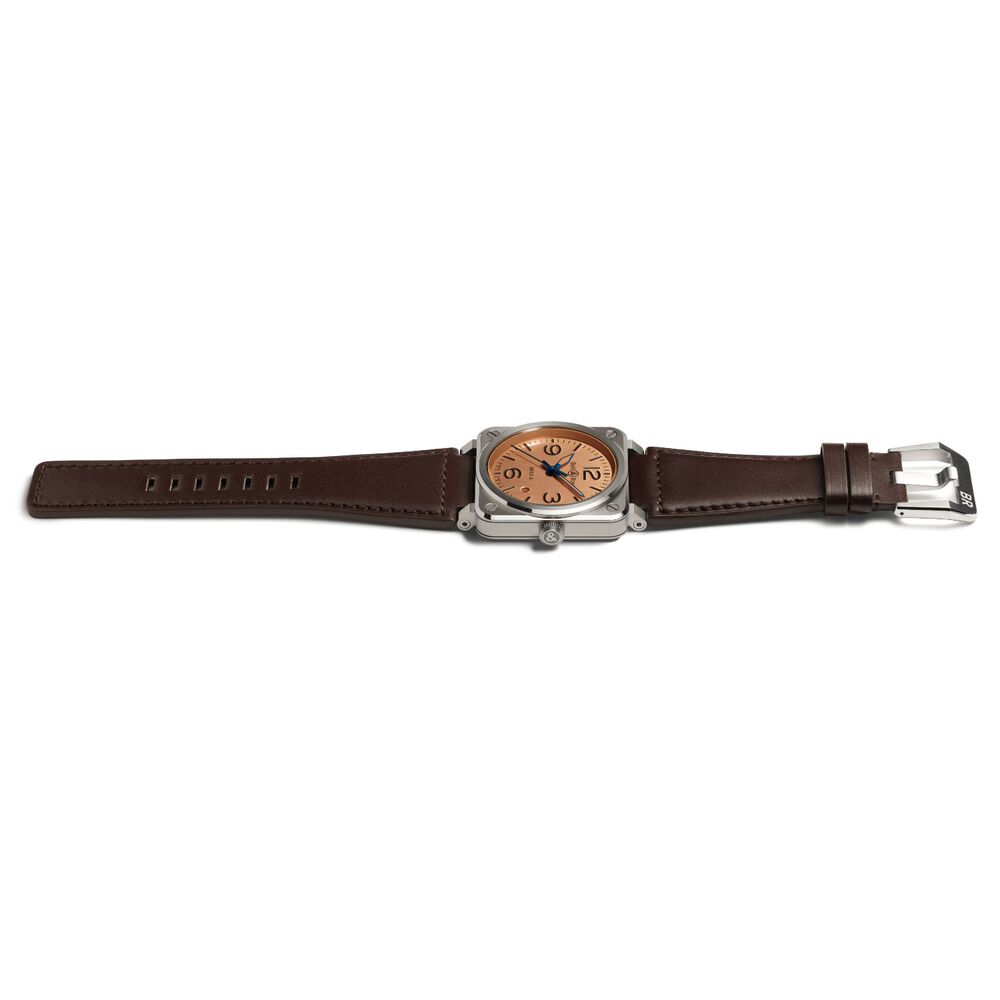 Bell & Ross 41mm Copper Dial Steel Case Rubber Strap Watch image number 3