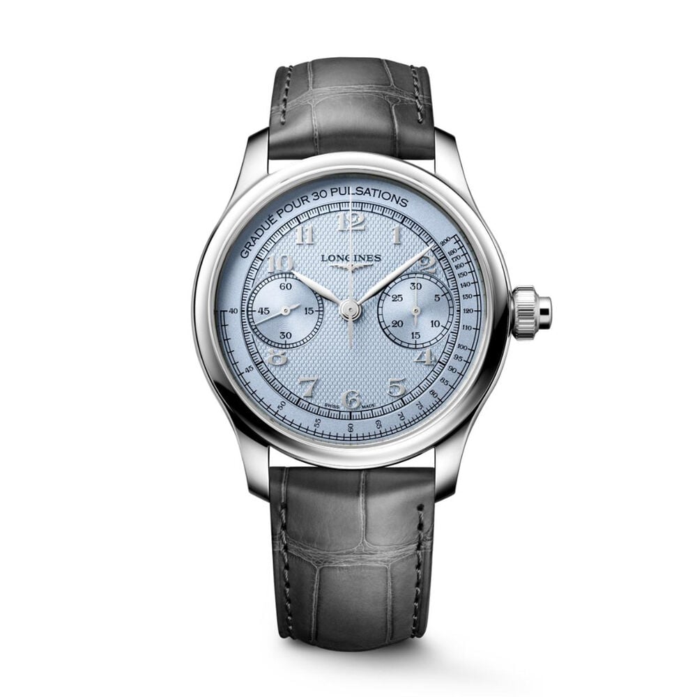 Longines Master Collection Chrono Moonphase 41mm Silver Barleycorn Dial Steel Bracelet Watch