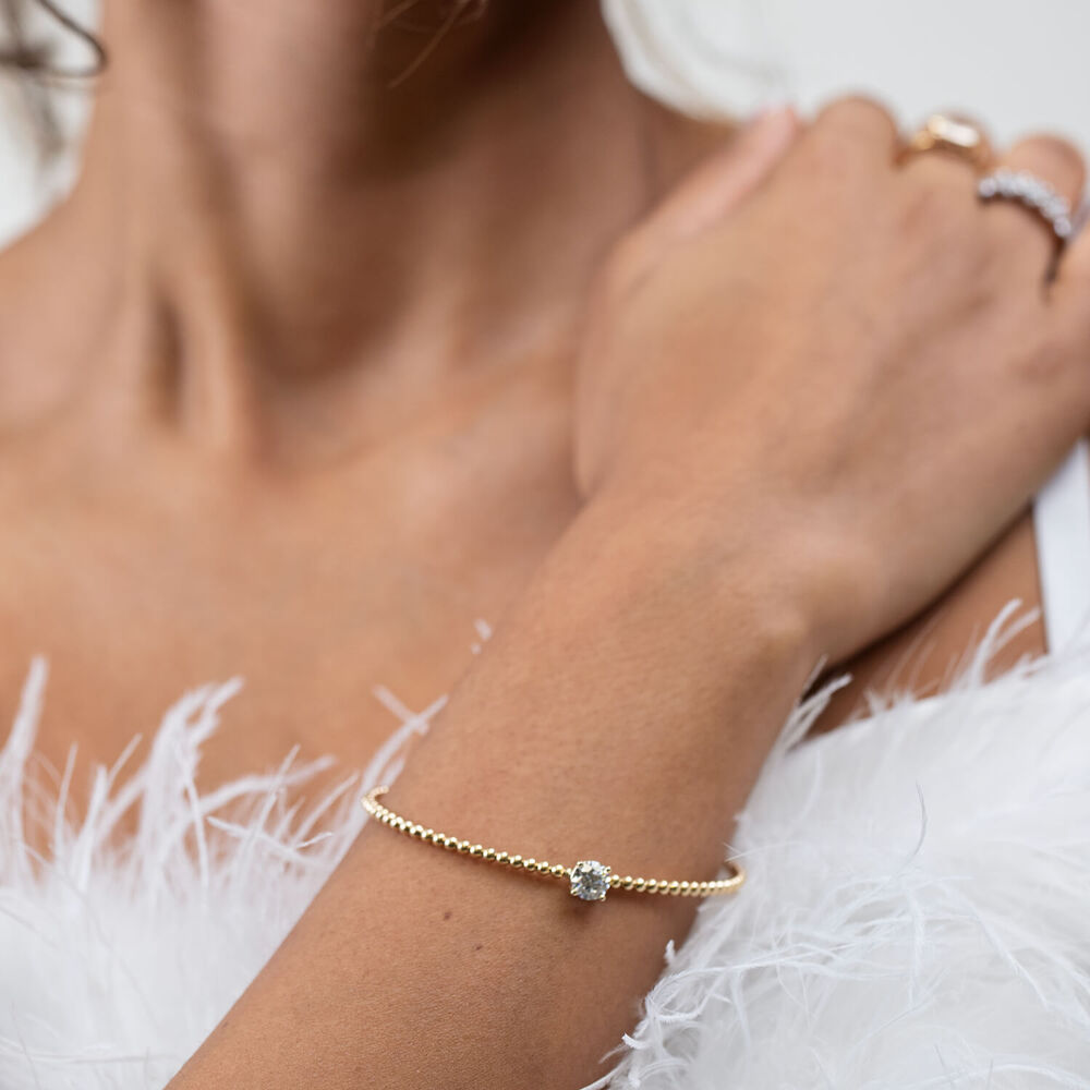 Born Granules 9ct Yellow Gold Lab Grown 1.00ct Round Diamond Beaded Bangle image number 12