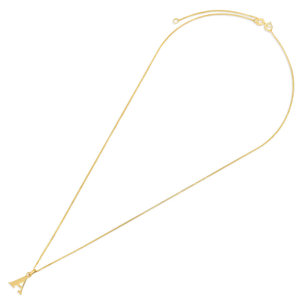 9ct Yellow Gold Plain Initial A Pendant (Chain Included) image number 3