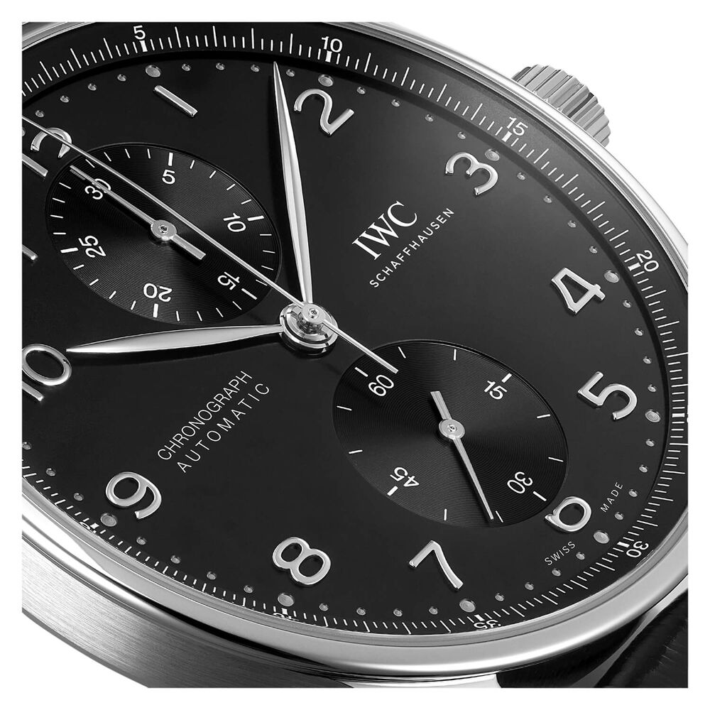 IWC Schaffhausen Portugieser Chronograph Black Dial Strap Watch image number 3