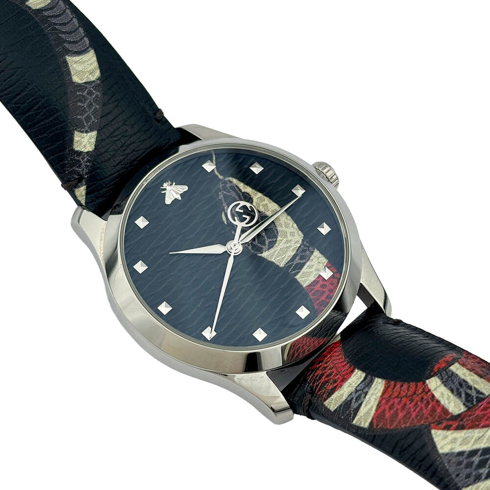 Pre-Owned Gucci G-Timeless Le Marche des Merveilles 38mm Dial Snake Motif Leather Strap Watch image number 1