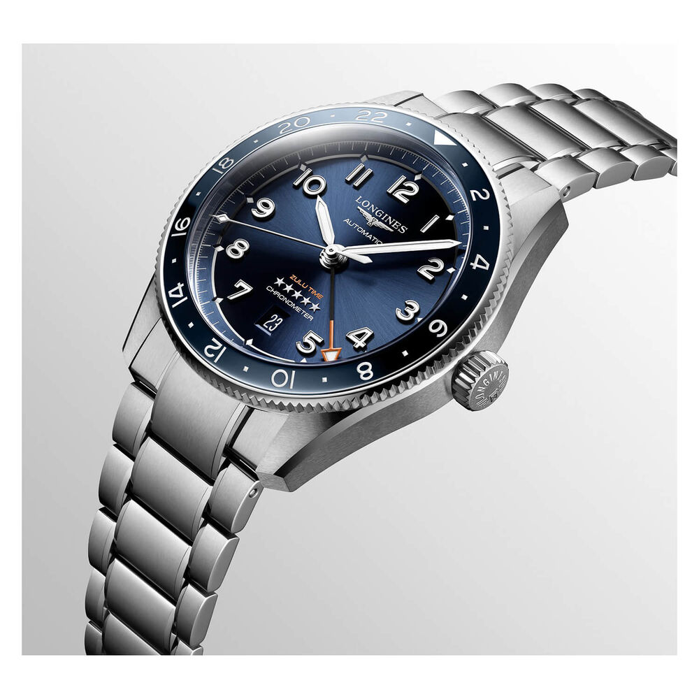 Longines Spirit Zulu 42mm Automatic Blue Dial Blue Bezel Steel Case Bracelet Watch image number 2