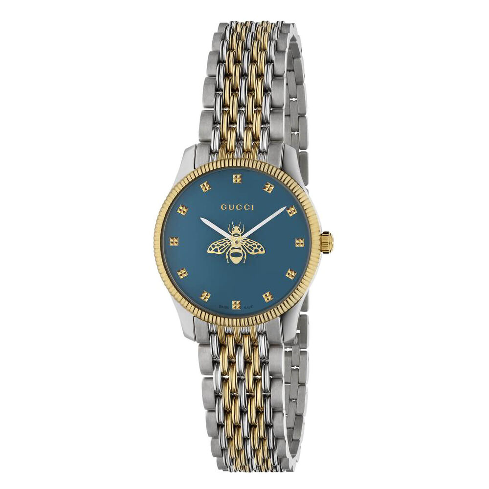 Gucci G-Timeless 29mm Blue Dial Yellow Gold PVD Case Ladies' Watch