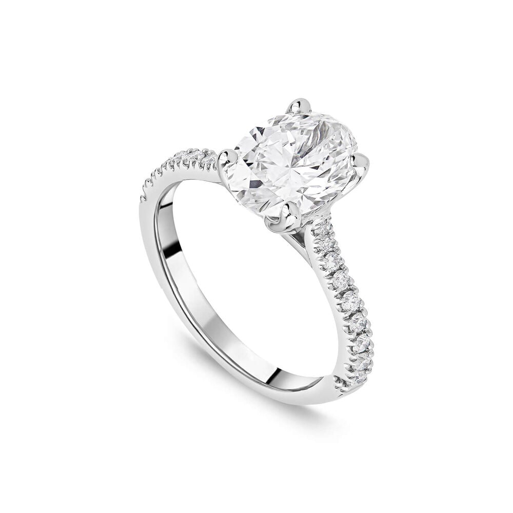 Born Platinum Lab Grown 2.20ct Oval & Diamond Sides Ring