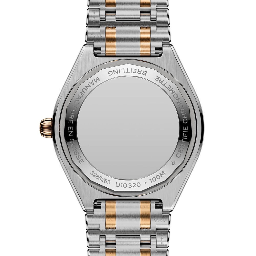 Breitling Chronomat Automatic 36mm Pearl Dial Diamond Dots Steel & Gold Rouleaux Bracelet Watch
