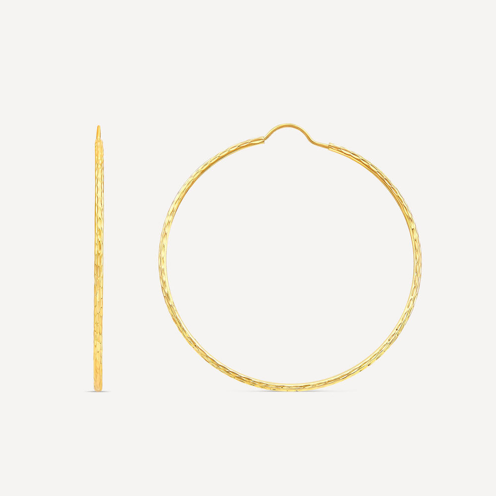 9ct Yellow Gold Diamond Cut 40mm Hoop Earrings image number 1