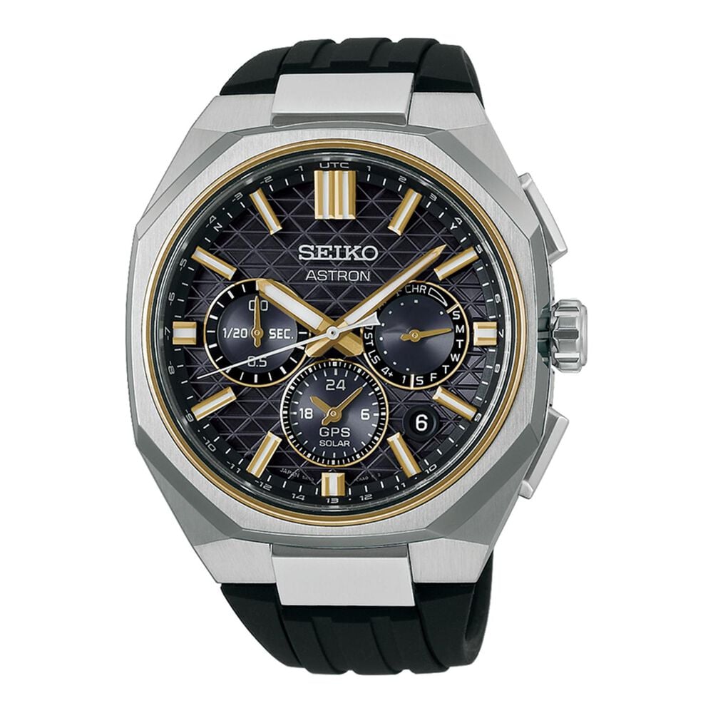 Seiko Astron 'Tesselate' 5X63 Celestial Gold Dial Silicone Strap Watch
