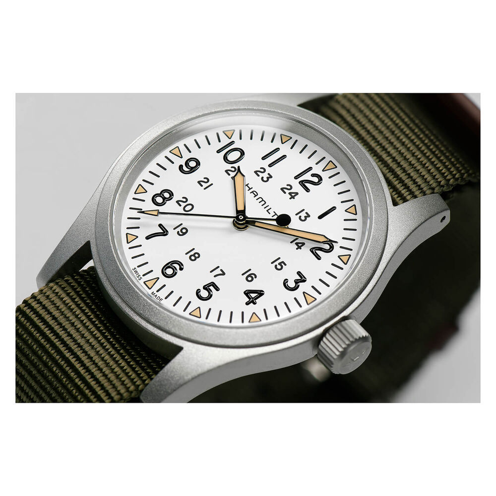 Hamilton Khaki Field Mechanical 38mm White Steel Case Textile Watch image number 4