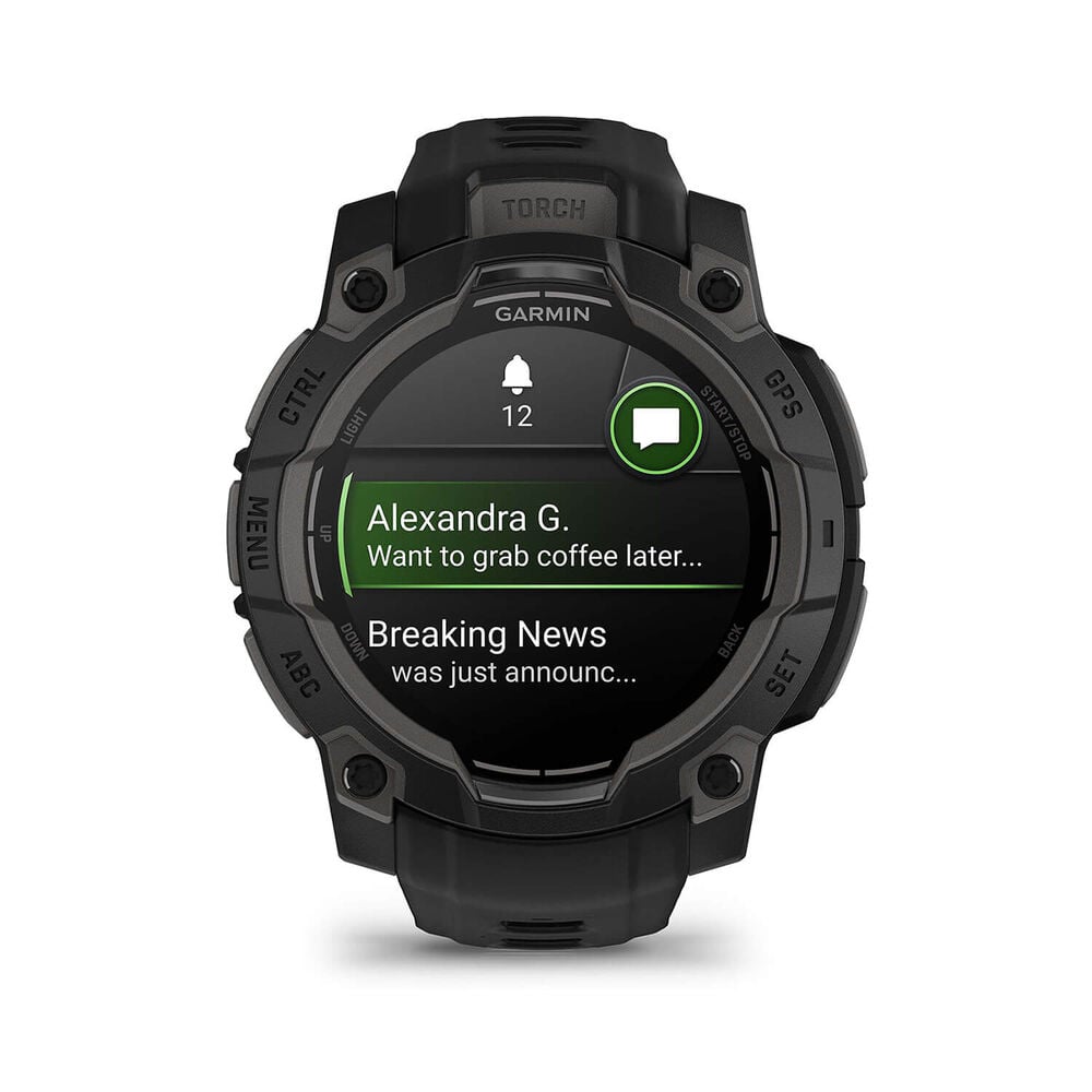 Garmin Instinct 3 AMOLED 45mm Black Bezel & Silicon Strap Watch image number 6