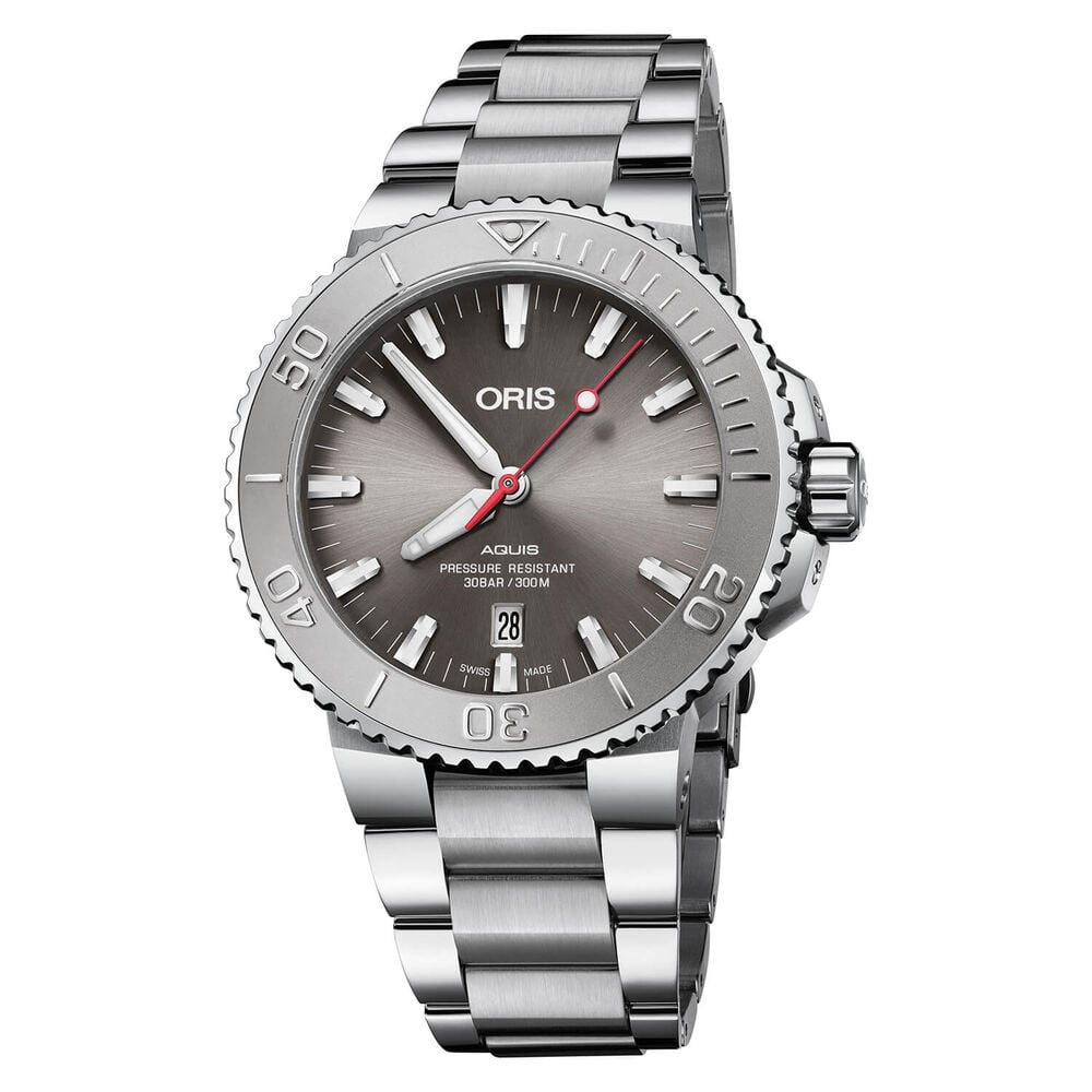 Oris Aquis Date Relief 43.5mm Silver Dial Steel Case Bracelet Watch image number 0