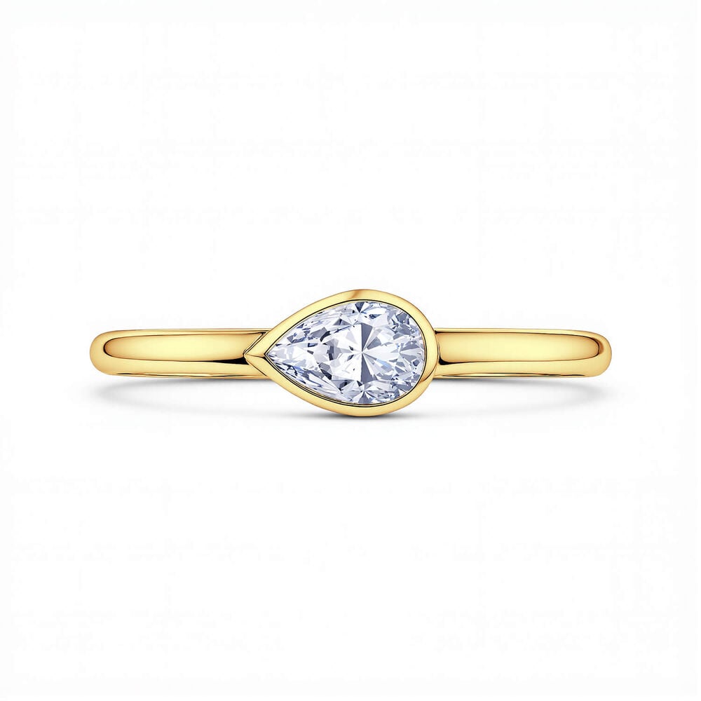 Born Contour 9ct Yellow Gold 0.25ct Pear Lab Grown Diamond Bezel Set Ring