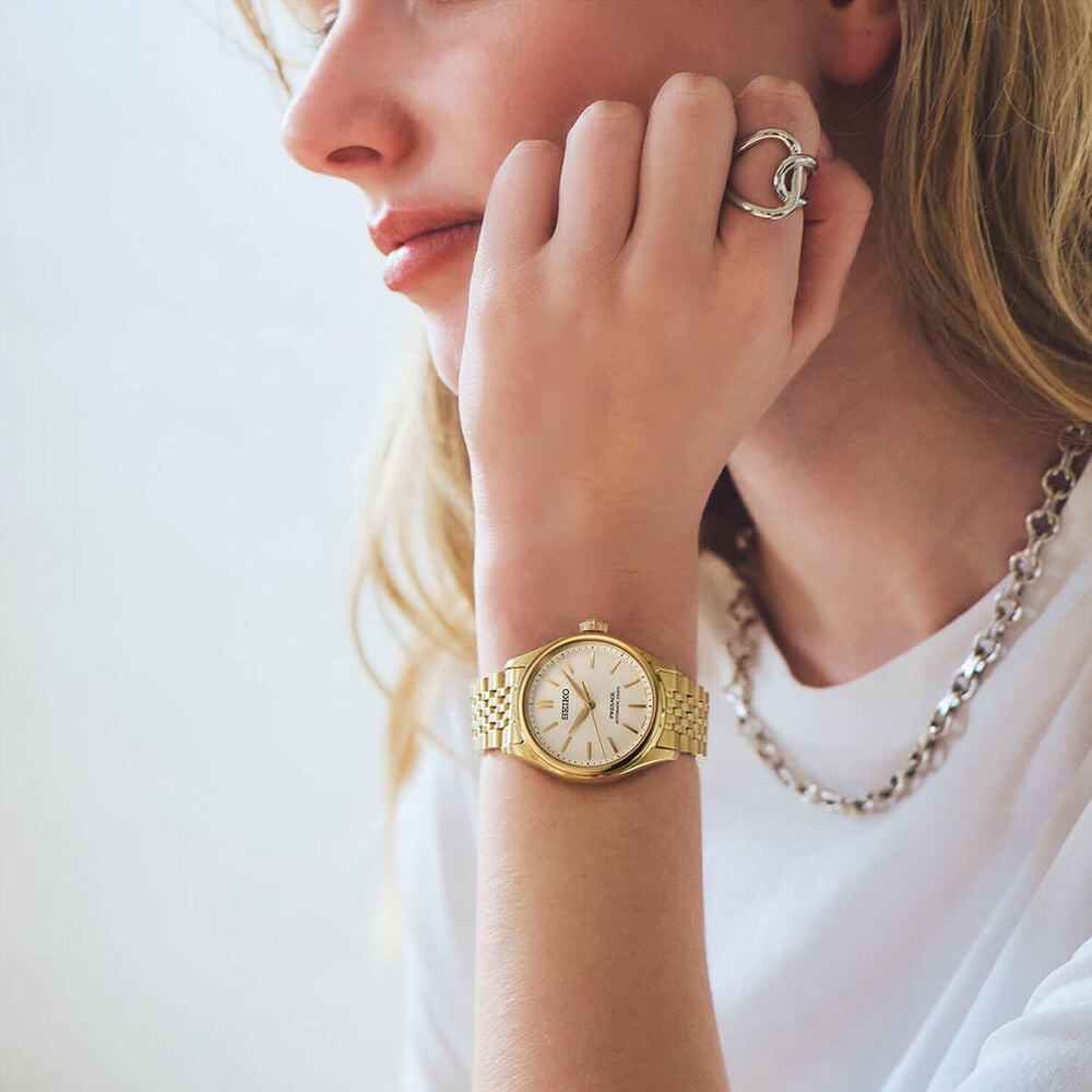 Seiko Presage Classic Series 'Shiro-iro' 36mm Gold Dial Steel Bracelet Watch image number 8