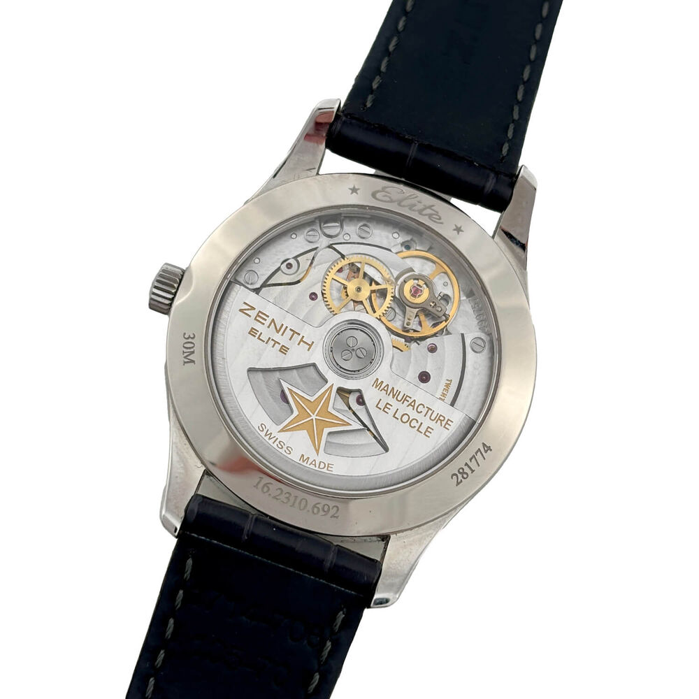 Pre-Owned Zenith Elite Ultra Thin 33mm Lady Moonphase Mother of Pearl Leather Strap Watch image number 3