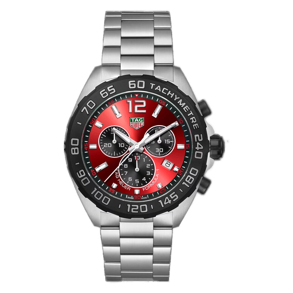 TAG Heuer Formula 1 Chronograph 43mm Red Dial Stainless Steel Bracelet Watch image number 0