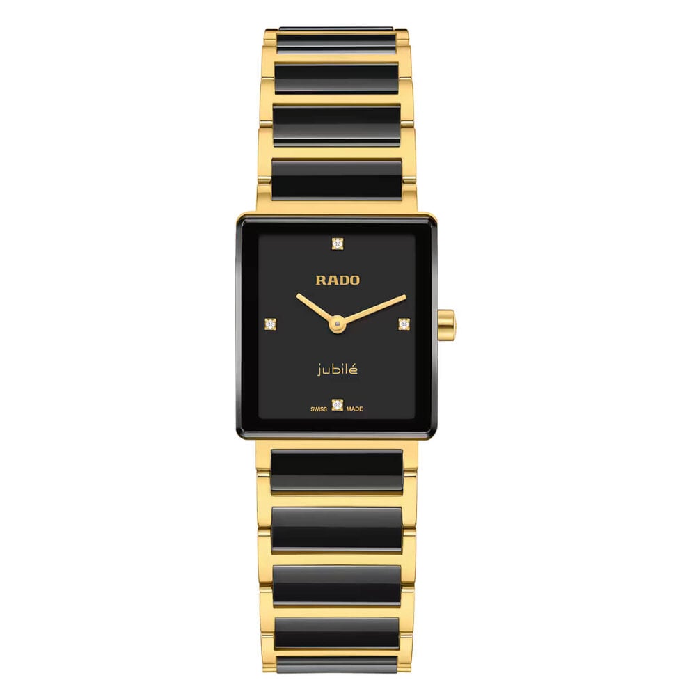 Rado Integral Diamonds 23mm Black Dial Diamond Dots Gold PVD Steel & Ceramic Bracelet Watch image number 0