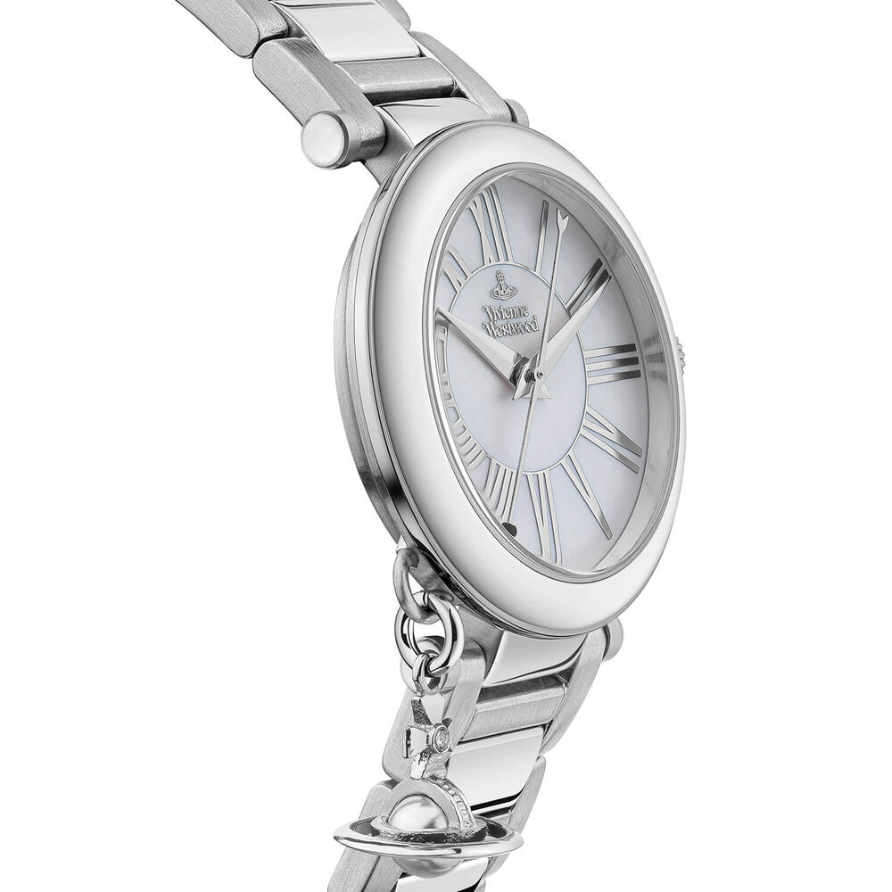 Vivienne Westwood Mother Orb 32mm White Mother of Pearl Dial Steel Bracelet Watch image number 3
