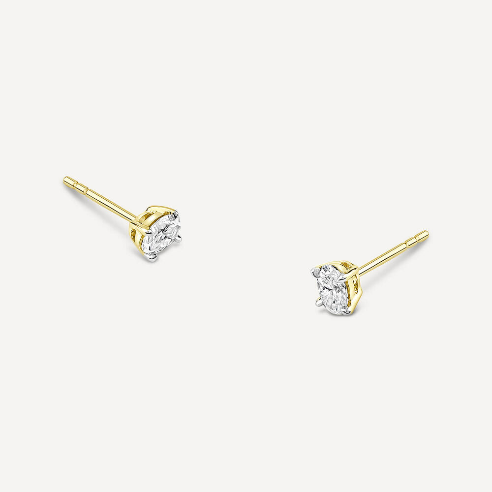 18ct Yellow Gold Lab Grown 0.40ct Diamond Oval Stud Earrings image number 1