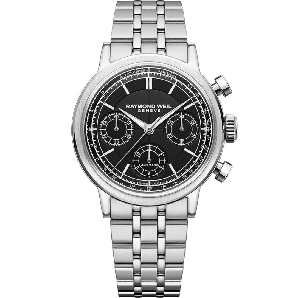Raymond Weil Millesime Automatic Chronograph 39.5mm Black Dial Steel Bracelet Watch image number 0