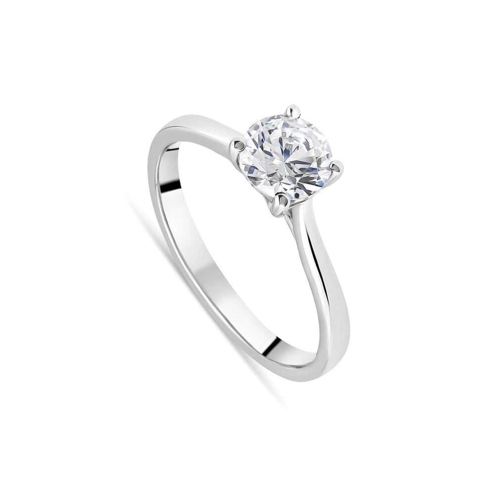 Platinum 1.00ct Round Brilliant Diamond Four Claw Solitaire Ring