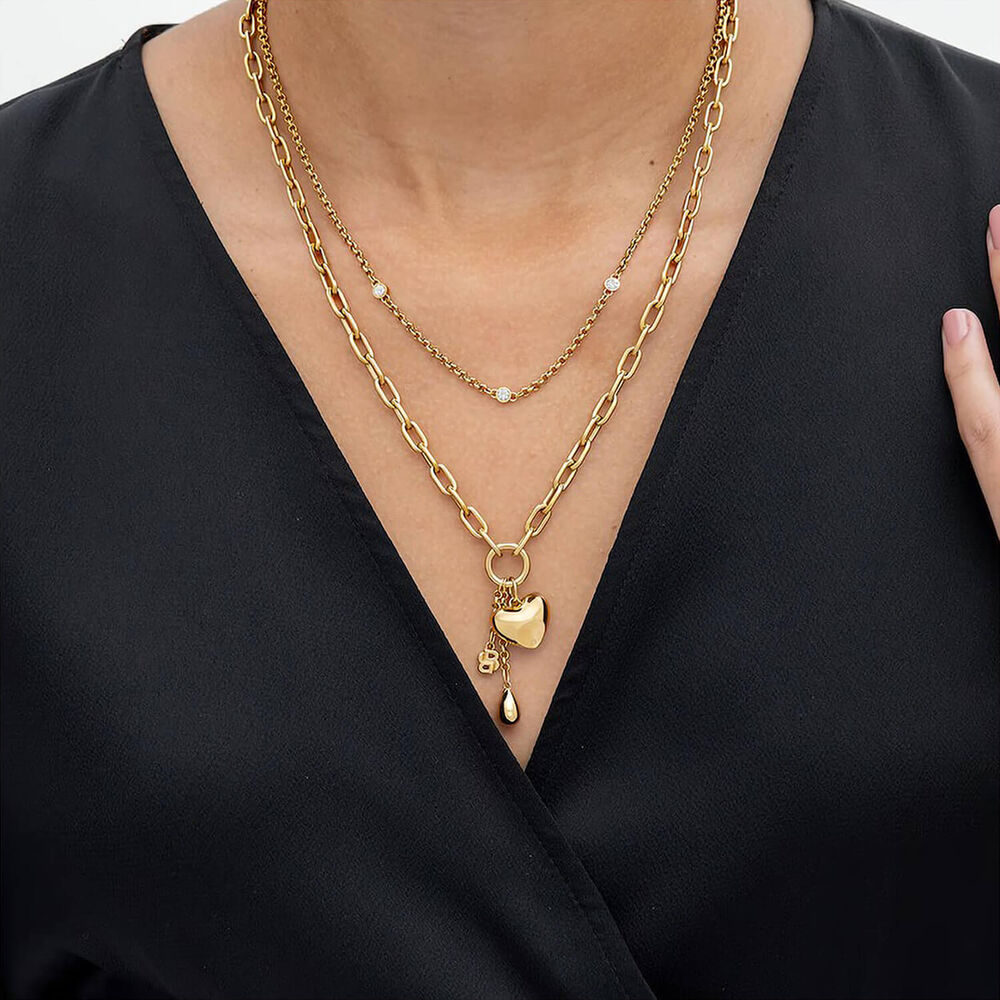 BOSS Amara Gold Tone Ion Plated Stainless Steel Crystal Necklace