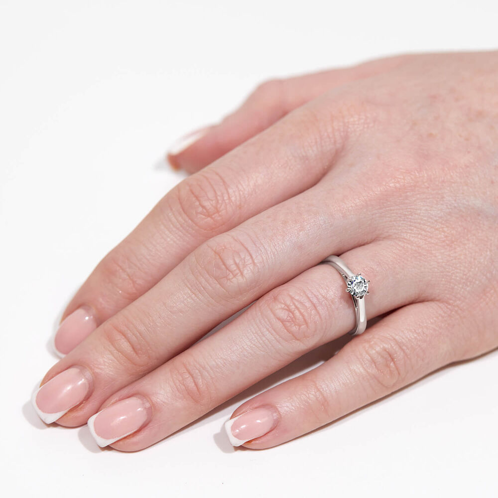 Platinum 0.41ct Round Diamond Six Claw Solitaire Ring image number 5
