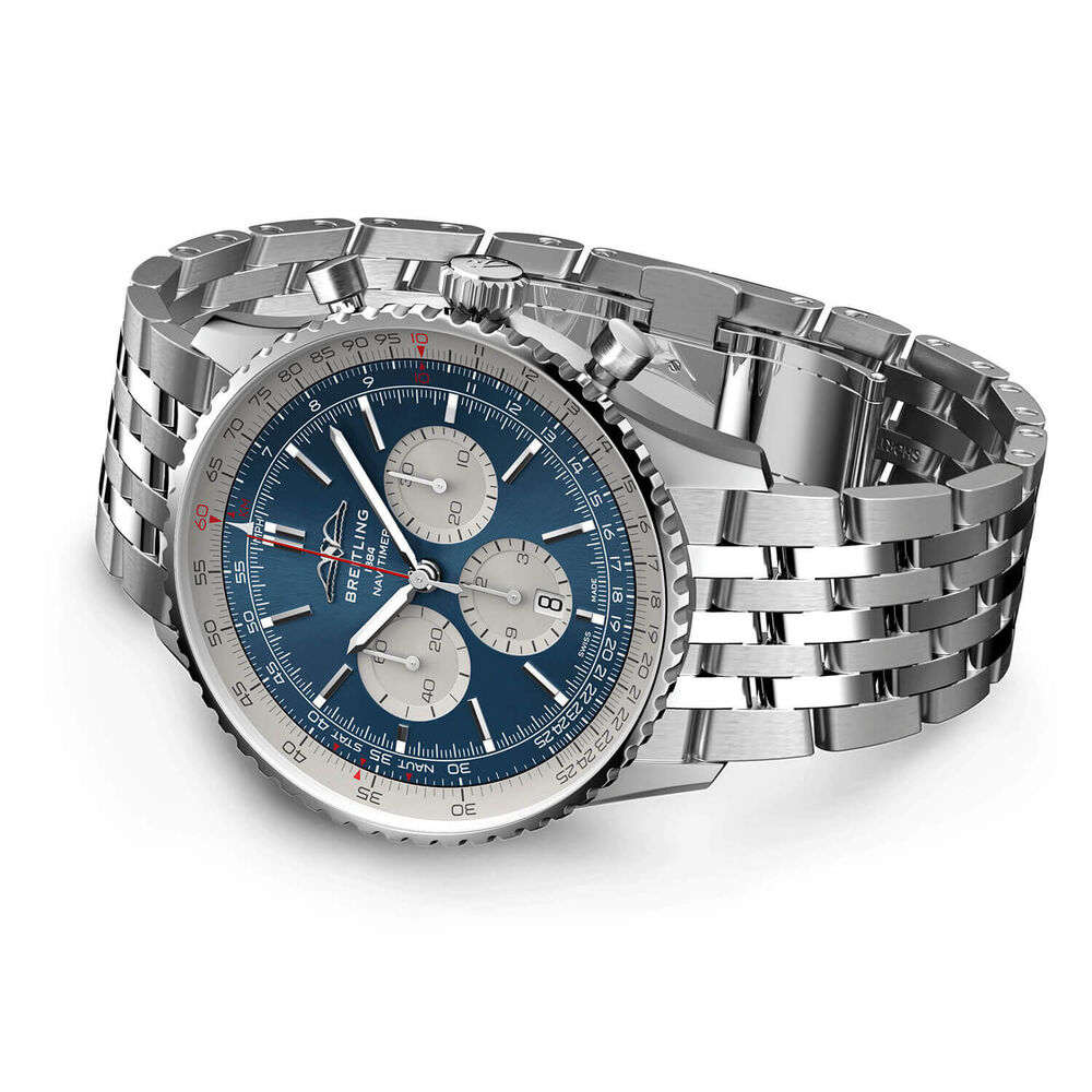 Breitling Navitimer B01 Chronograph 46 Blue Dial Silver Details Steel Bracelet Watch image number 2