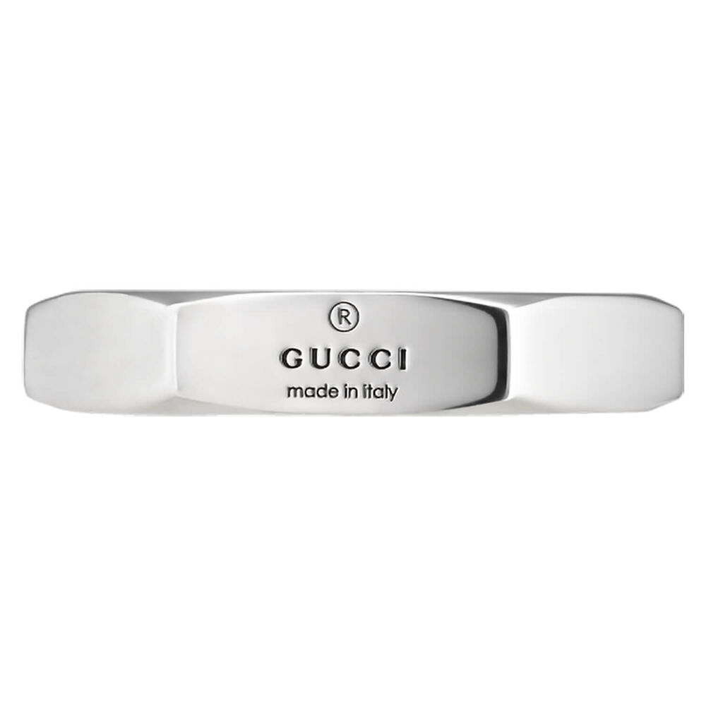 Gucci Trademark Sterling Silver Hexagon Ring (UK Size O-P)