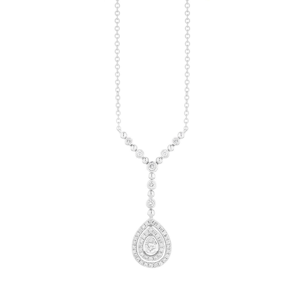 9ct white gold 0.50 carat diamond pear-shaped necklace image number 0