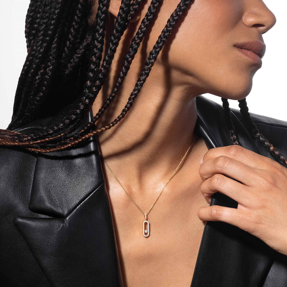 Messika Move Uno Pave LM 0.35ct Diamond Yellow Gold Necklace image number 2