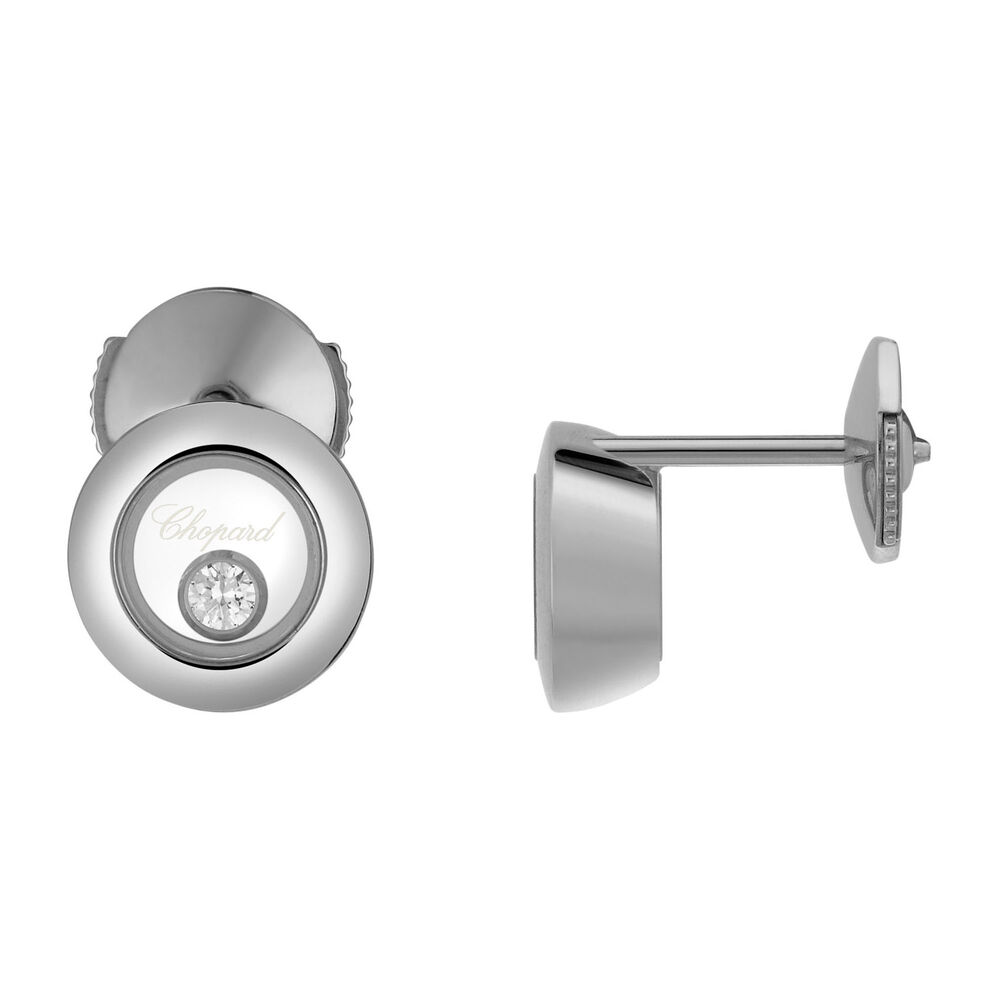 Chopard 18ct White Gold Happy Diamond Icon Round Earrings image number 1
