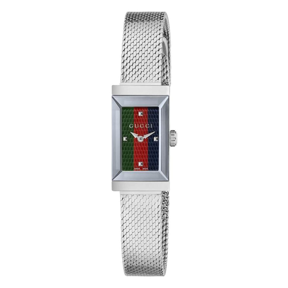 Gucci G-Frame 14mm Striped Dial Mesh Bracelet Ladies' Watch image number 0