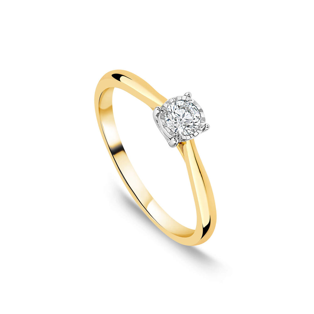 9ct Yellow Gold Illusion Solitaire 0.25ct Diamond Ring image number 0