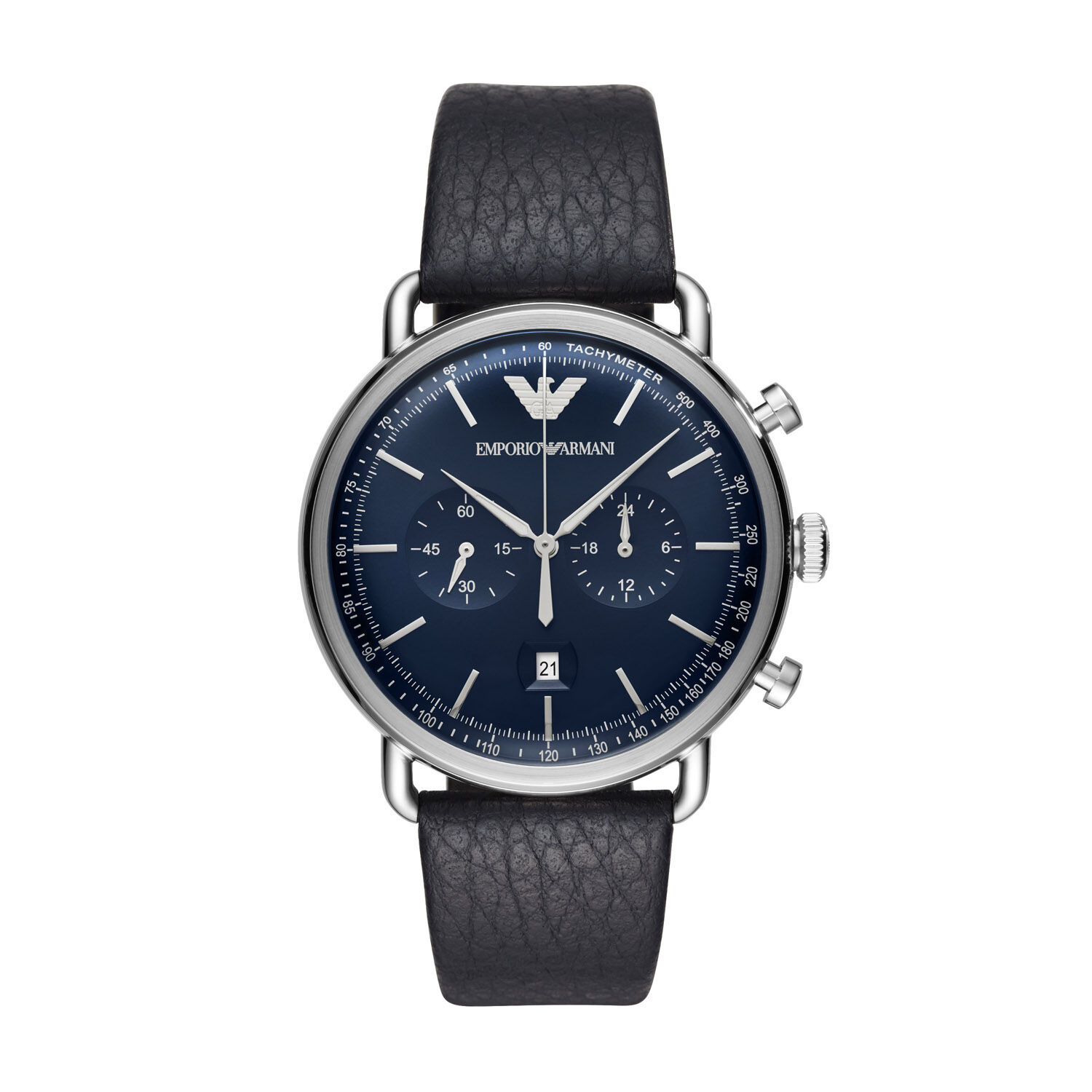 Emporio Armani Navy Leather Strap Watch at Fraser Hart