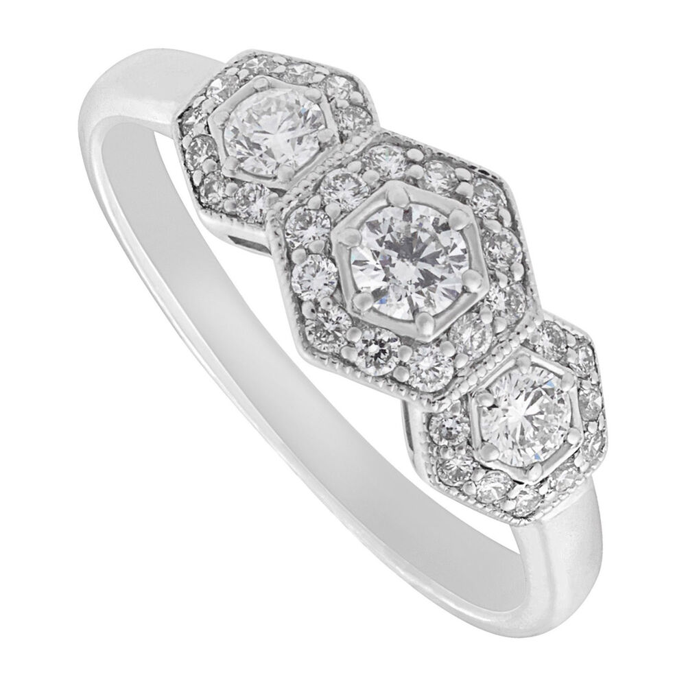 9ct white gold 0.50 carat diamond cluster ring image number 0