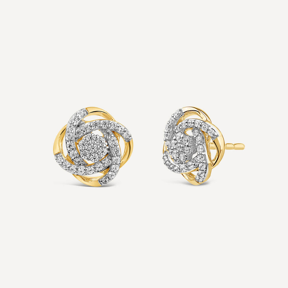 9ct Yellow Gold 0.25ct Diamond Knot Stud Earring image number 2