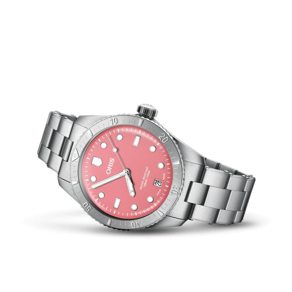 Divers Sixty-Five ‘Cotton Candy’ 38mm Pink Dial Steel Bracelet Watch