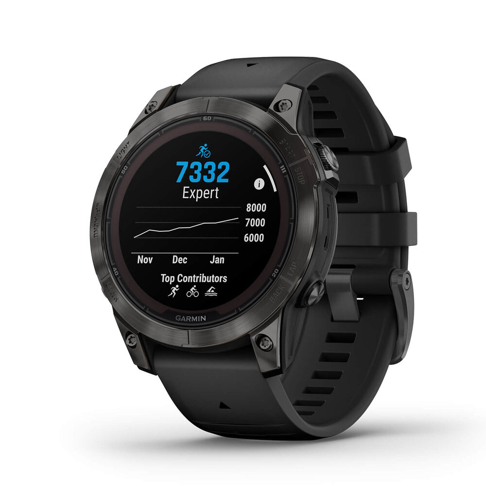 Garmin Fenix 7 Pro Sapphire Solar 47mm Carbon Grey DLC Titanium Case Black Strap Watch