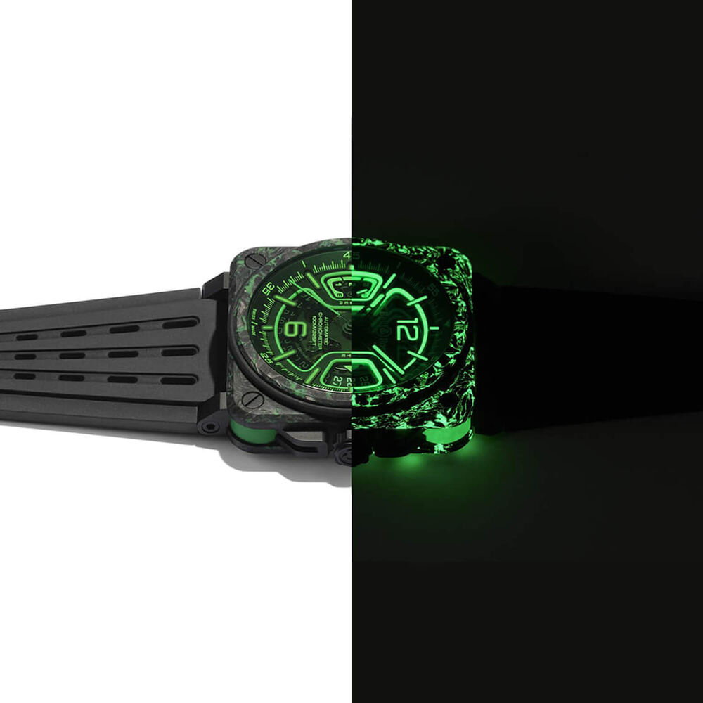 Bell&Ross BR-X3 Night Vision 41mm Skeleton Dial Black Rubber Strap Watch image number 6