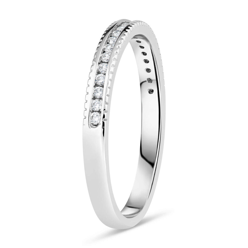 9ct White Gold 0.16ct Diamond Beaded Edge Eternity Ring image number 3