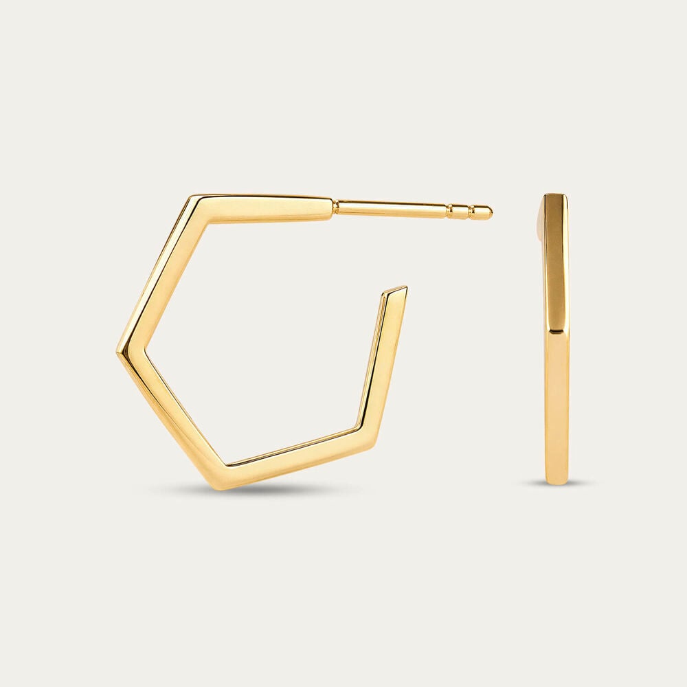 Yellow Gold Plated Sterling Silver 4 Corner Hoop Earrings