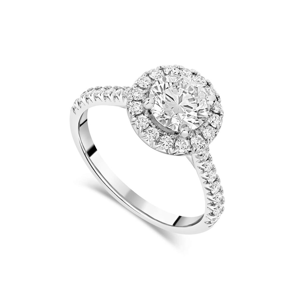Born Platinum 1.61ct Lab Grown Round Halo & Diamond Sides Ring image number 0